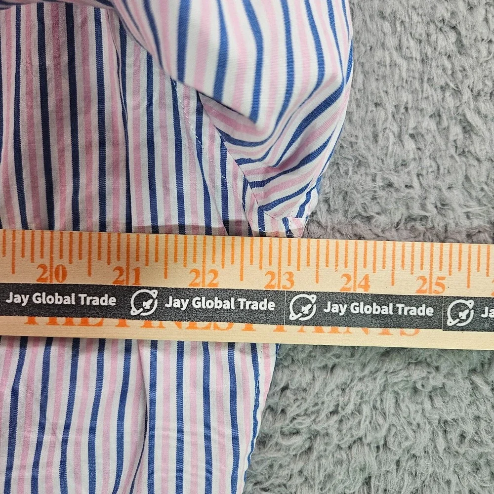 Lot of 2 - XL Men Shirt Button Up Long Sleeve  J Crew Slim Striped + Chaps Green